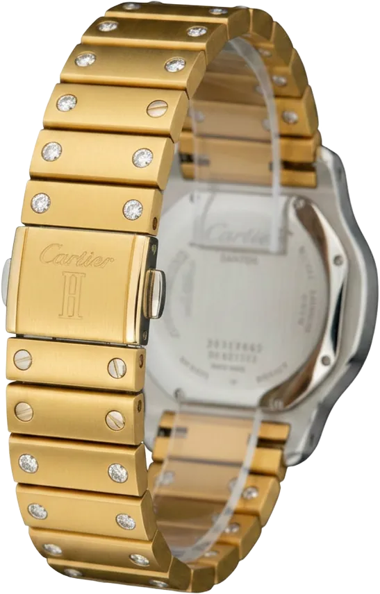 Vista trasera con el broche desplegable oculto en oro 18k